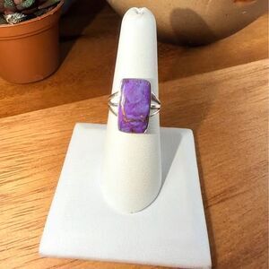 Purple Copper Turquoise Ring - Size 7 - .925 Sterling Silver